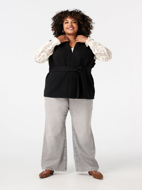 MS MODE Gilet sans manches Gilet mi-long avec ceinture à nouer - Kiabi