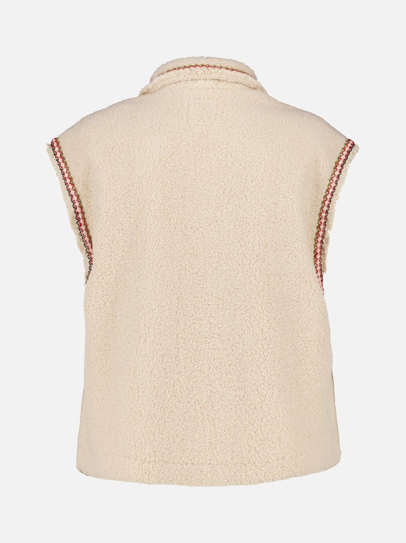 MS MODE Gilet sans manches Gilet Teddy avec détails Blanc Beige Blanc - Kiabi