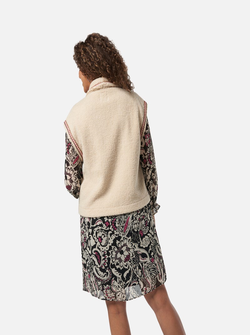 MS MODE Gilet sans manches Gilet Teddy avec détails Blanc Beige Blanc - Kiabi