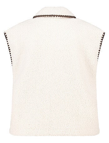 MS MODE Gilet sans manches Gilet Teddy avec surpiqûres décoratives