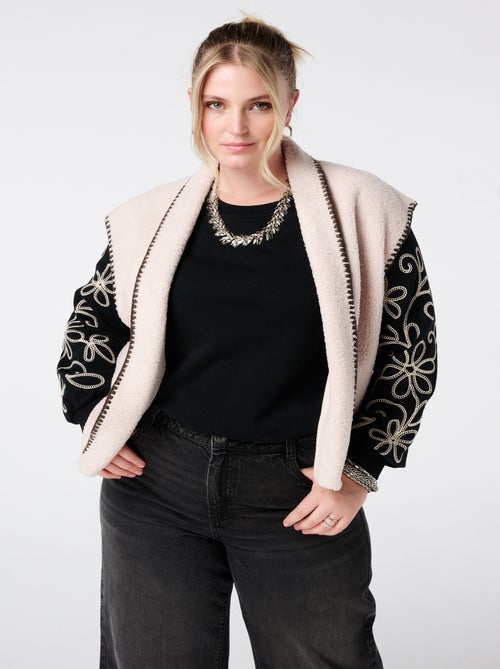 MS MODE Gilet sans manches Gilet Teddy avec surpiqûres décoratives - Kiabi