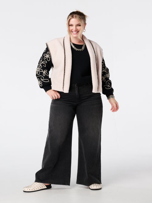 MS MODE Gilet sans manches Gilet Teddy avec surpiqûres décoratives - Kiabi