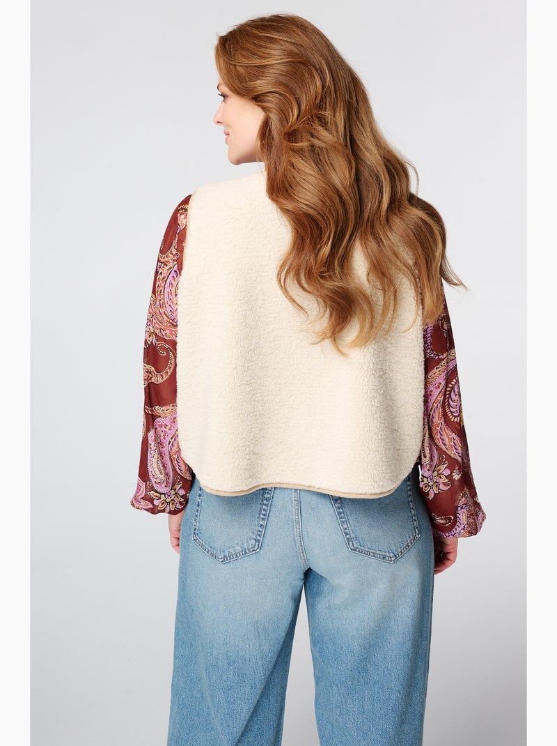 Ms Mode Gilet Sans Manches gilet teddy Blanc Perlé/Beige/Or - Kiabi