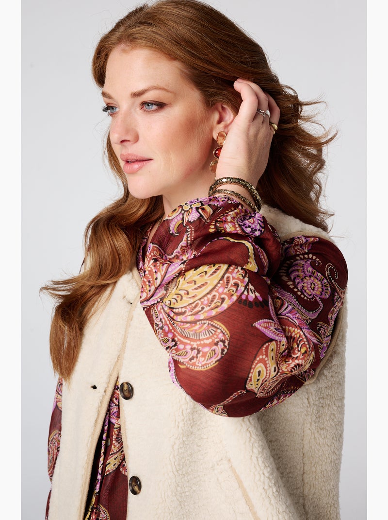 Ms Mode Gilet Sans Manches gilet teddy Blanc Perlé/Beige/Or - Kiabi