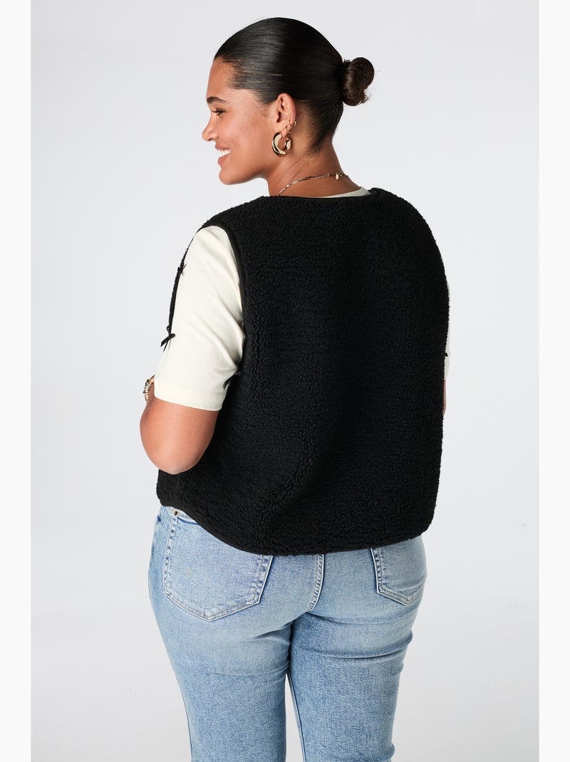 Ms Mode Gilet Sans Manches gilet teddy Noir - Kiabi