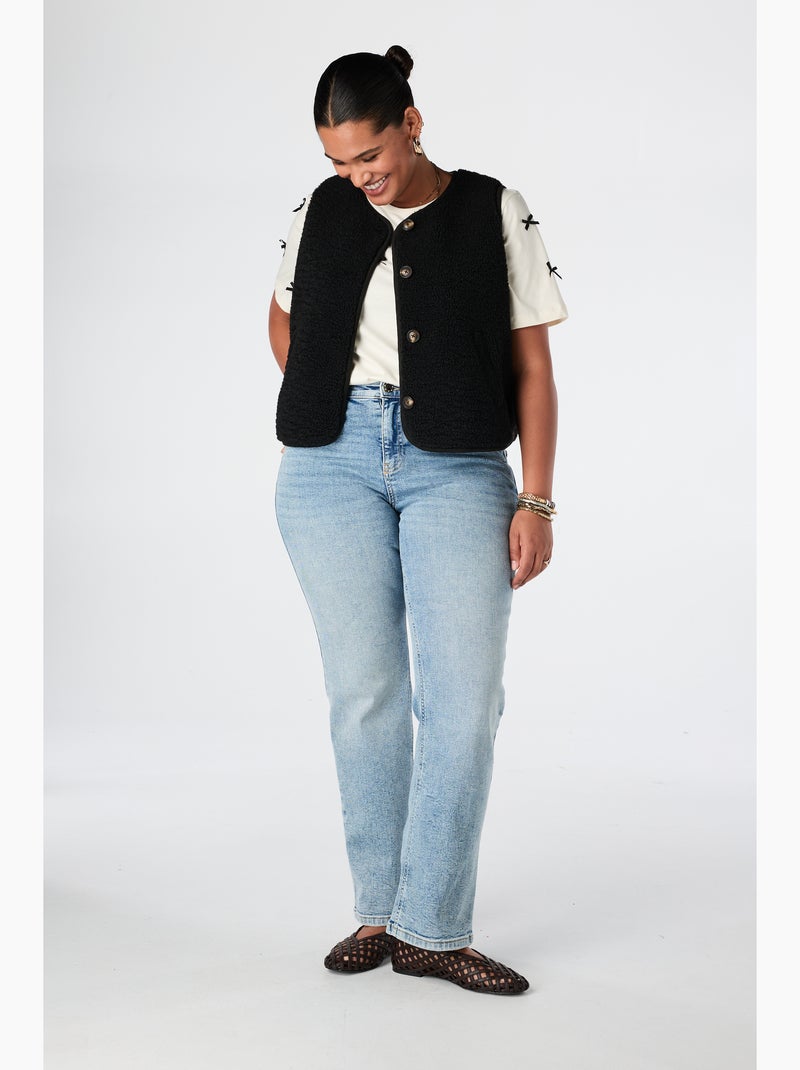 Ms Mode Gilet Sans Manches gilet teddy Noir - Kiabi
