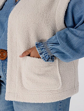 MS MODE Gilet sans manches Veste sans manches Teddy