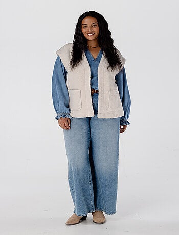 MS MODE Gilet sans manches Veste sans manches Teddy