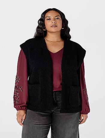 MS MODE Gilet sans manches Veste sans manches Teddy