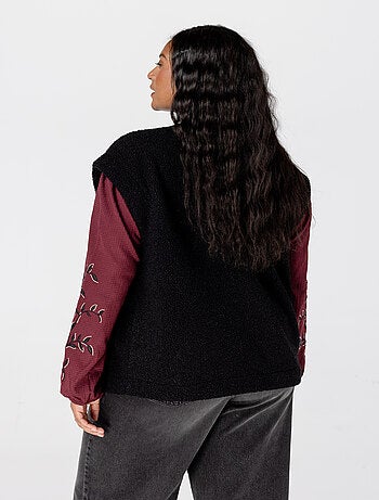 MS MODE Gilet sans manches Veste sans manches Teddy
