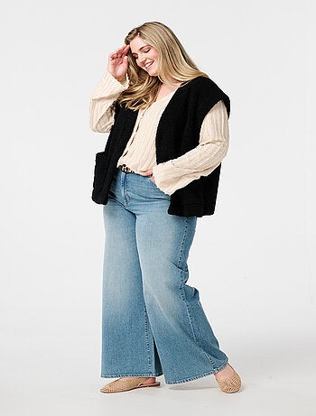 MS MODE Gilet sans manches Veste sans manches Teddy