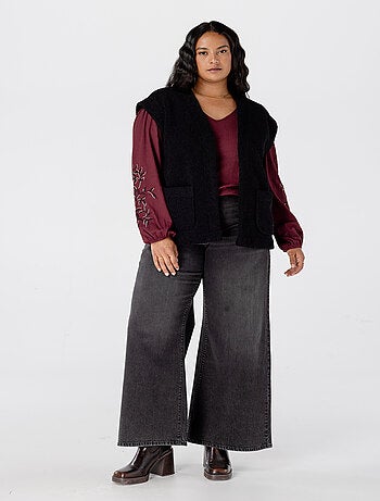 MS MODE Gilet sans manches Veste sans manches Teddy