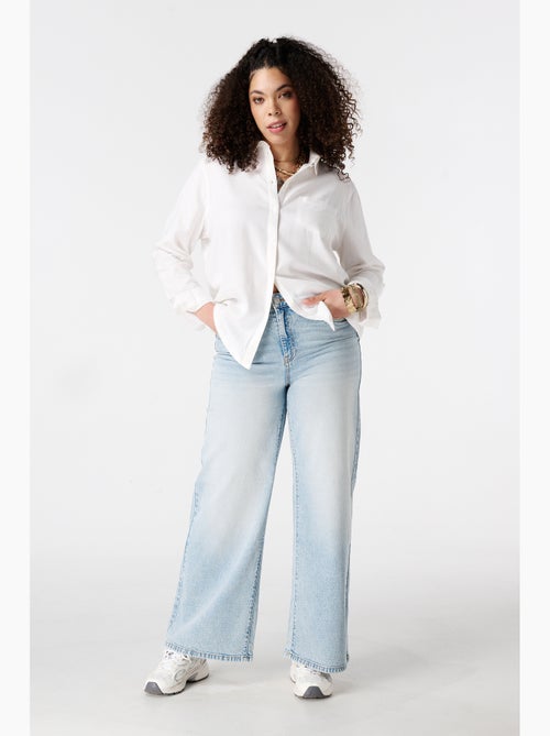 Ms mode jean à jambe large et taille haute - Kiabi