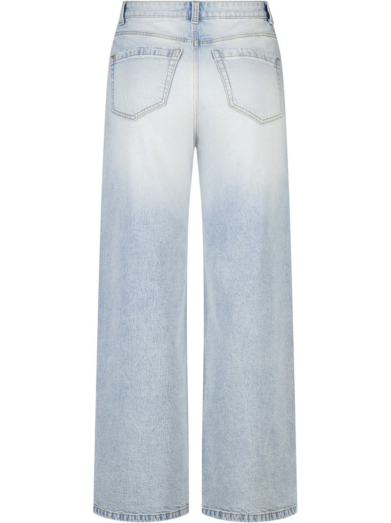 Ms mode jean à jambe large et taille haute Bleu denim - Kiabi