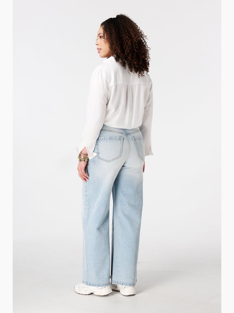 Ms mode jean à jambe large et taille haute Bleu denim - Kiabi