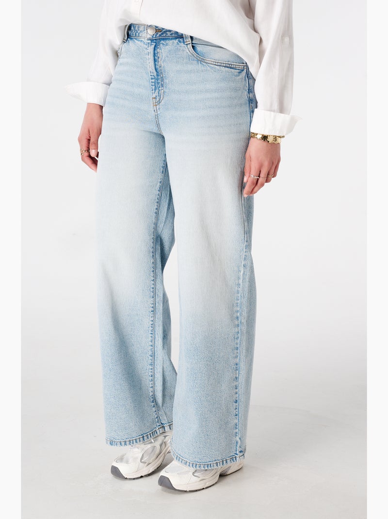 Ms mode jean à jambe large et taille haute Bleu denim - Kiabi