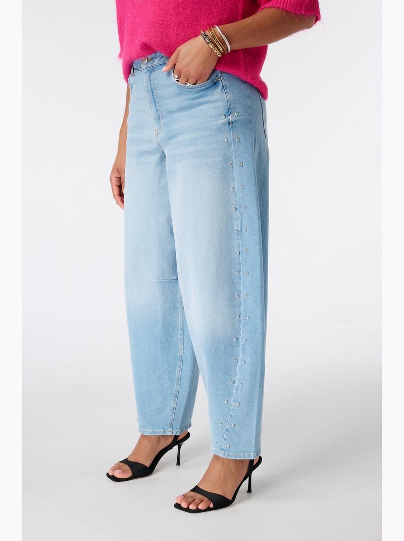 Ms mode jean barrel avec clous Bleu denim - Kiabi