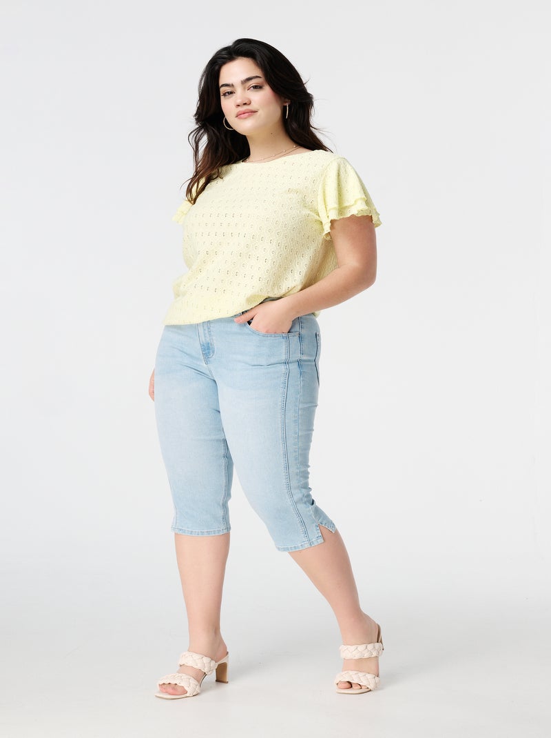 MS MODE Jean Capri en denim Bleu denim - Kiabi
