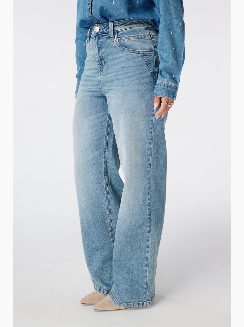 Ms mode jean droit avec clous Bleu denim - Kiabi