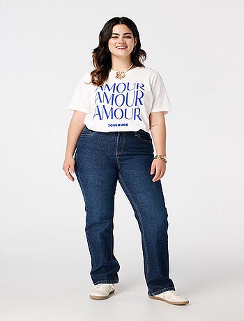 MS MODE Jean Jean à jambe droite et taille moyenne