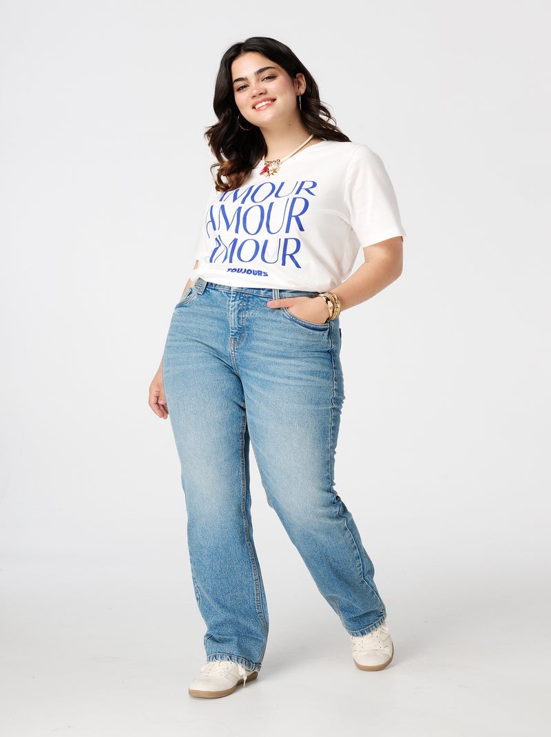MS MODE Jean Jean à jambe droite et taille moyenne Bleu Bleu marine - Kiabi
