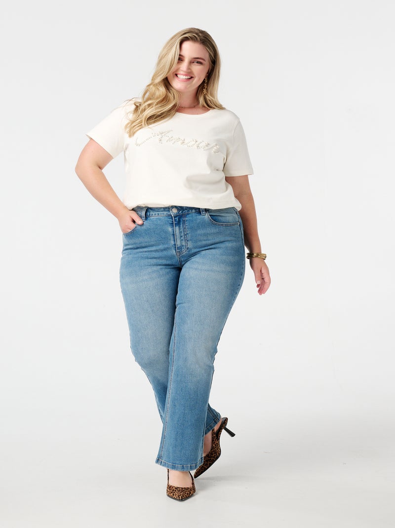 MS MODE Jean Jean à jambe évasée JASMIN Bleu Bleu marine - Kiabi