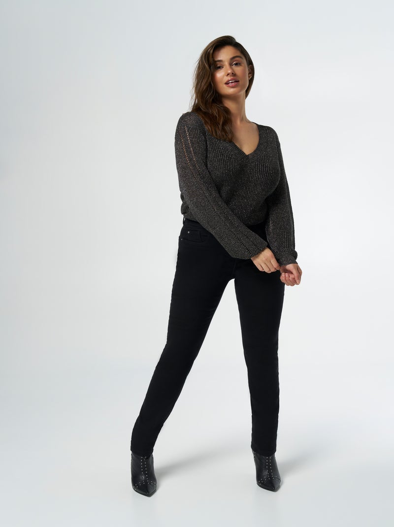 MS MODE Jean Jean à jambe fine Noir - Kiabi
