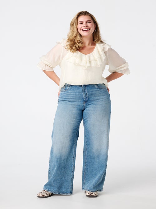 MS MODE Jean Jean à jambe large et taille haute - Kiabi
