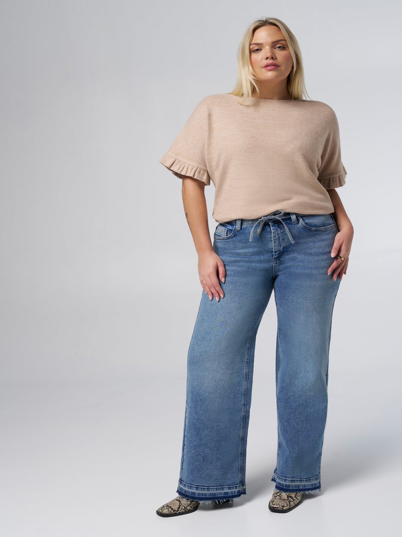 MS MODE Jean Jean à jambes évasées avec cordon Bleu denim - Kiabi