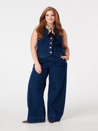 MS MODE Jean Jean à jambes évasées avec surpiqûres fantaisie