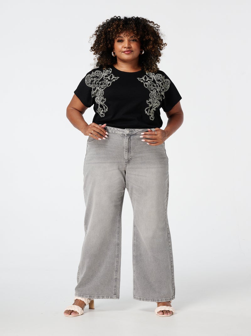 MS MODE Jean Jean à jambes larges IVY Gris - Kiabi