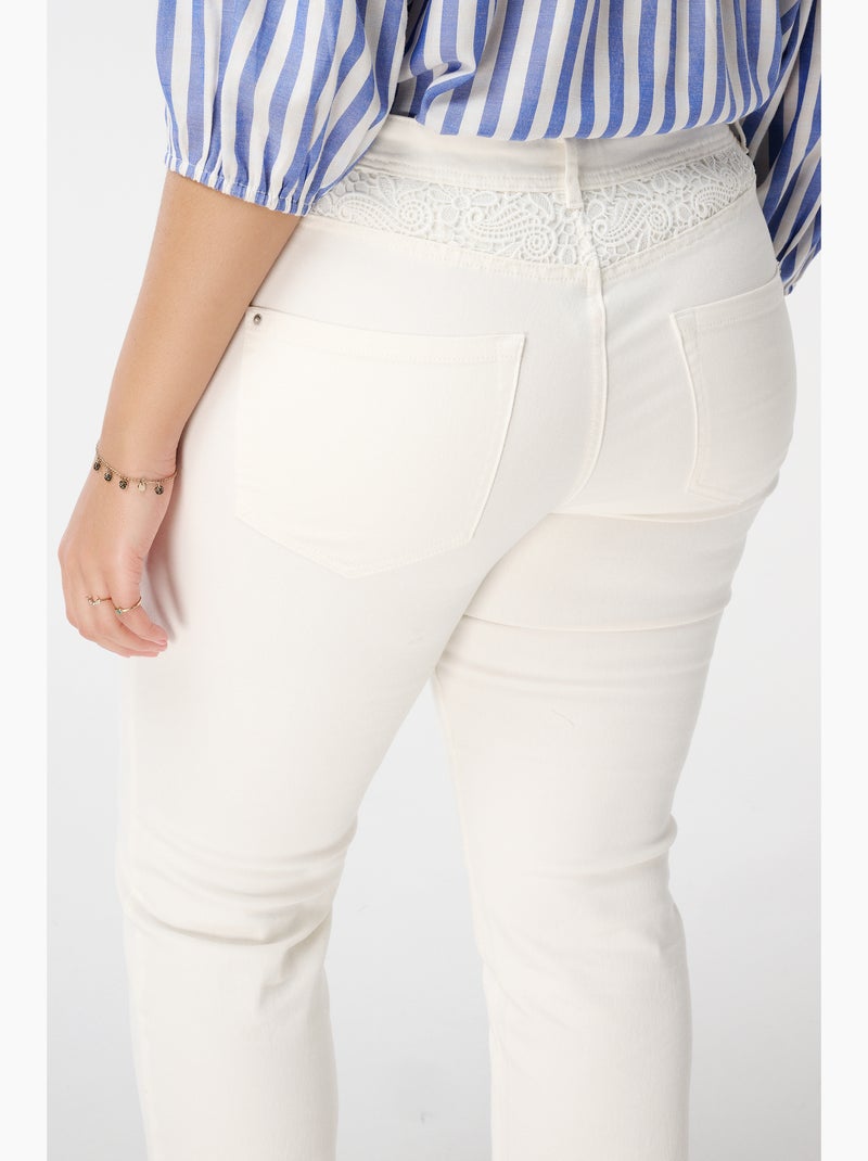MS MODE Jean Jean droit avec broderie Blanc cassé - Kiabi