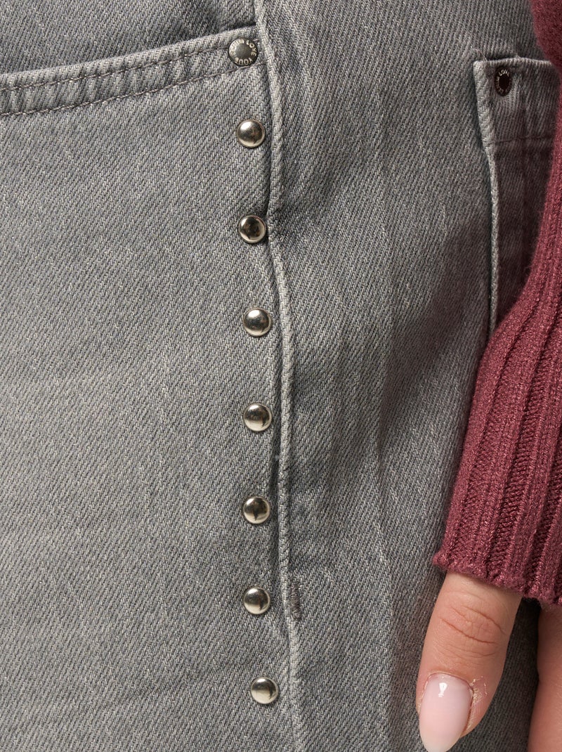 MS MODE Jean Jean droit avec clous Gris - Kiabi