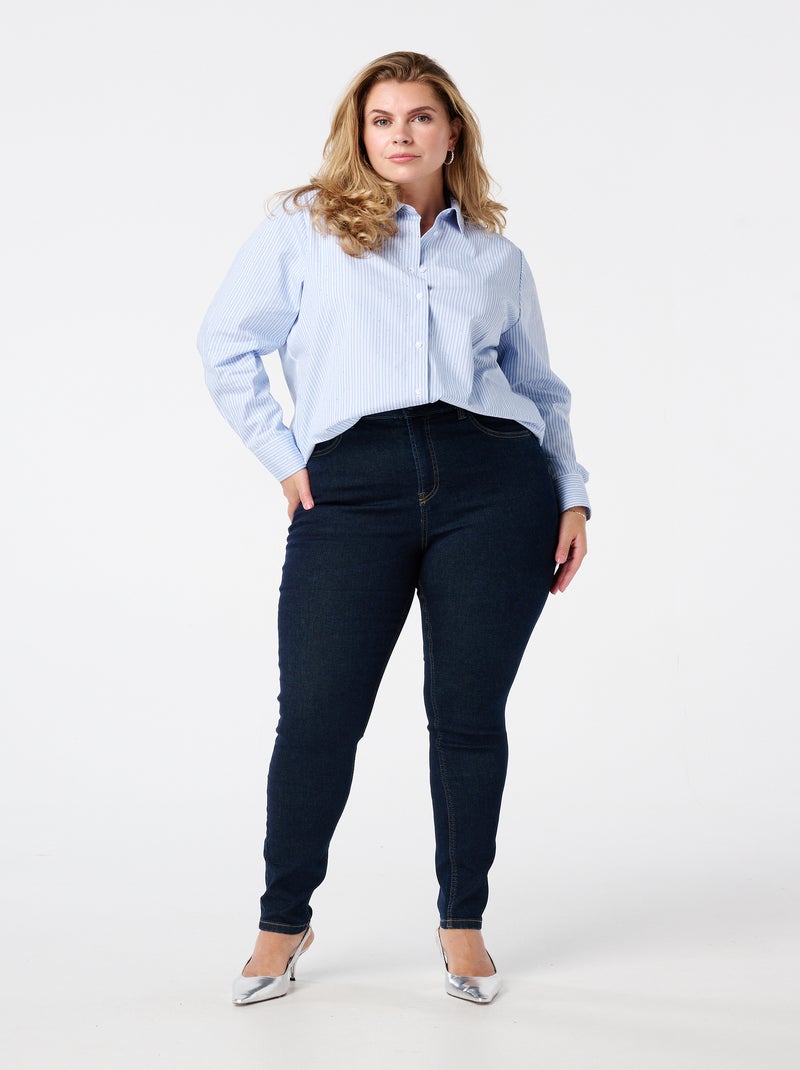 MS MODE Jean Jean skinny taille haute CHERRY Bleu Blanc - Kiabi