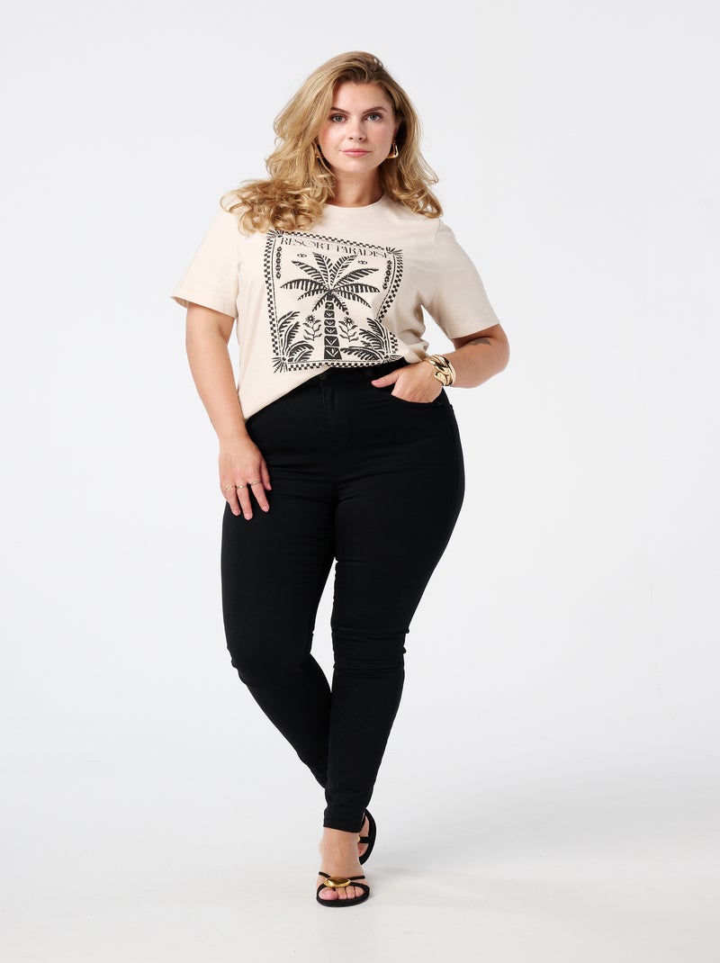 MS MODE Jean Jean skinny taille haute CHERRY Noir - Kiabi