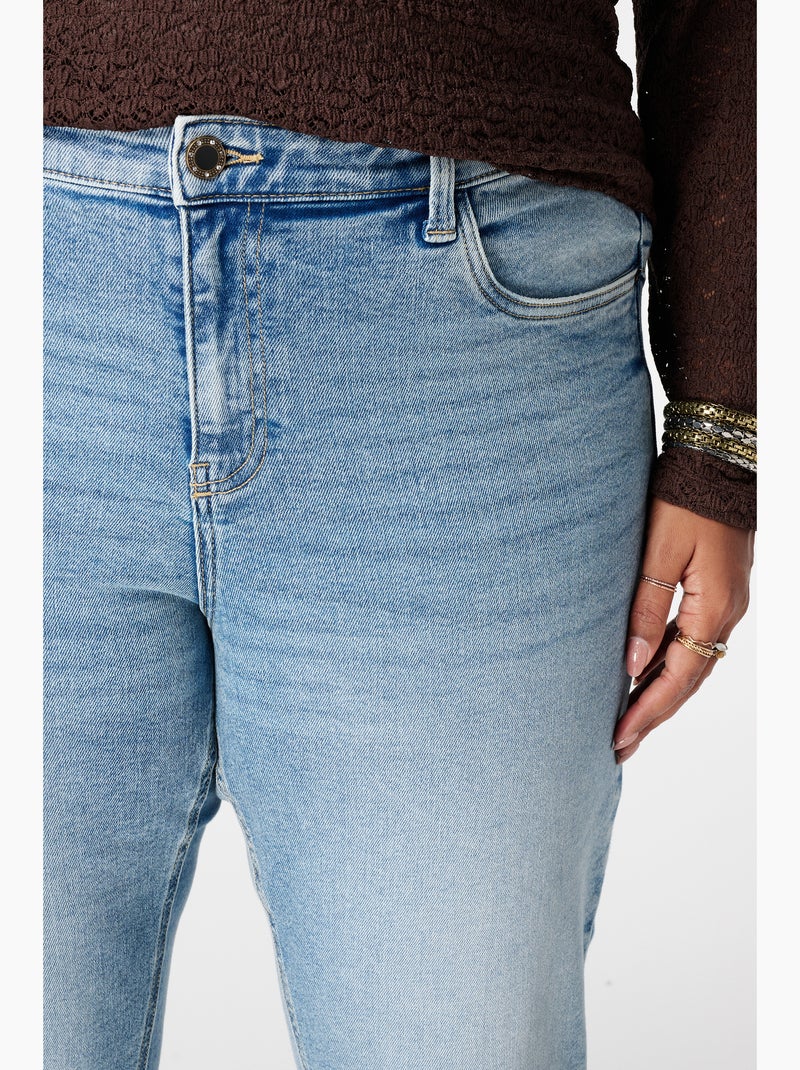 MS MODE Jean Jean straight leg à taille mi-haute Bleu denim - Kiabi