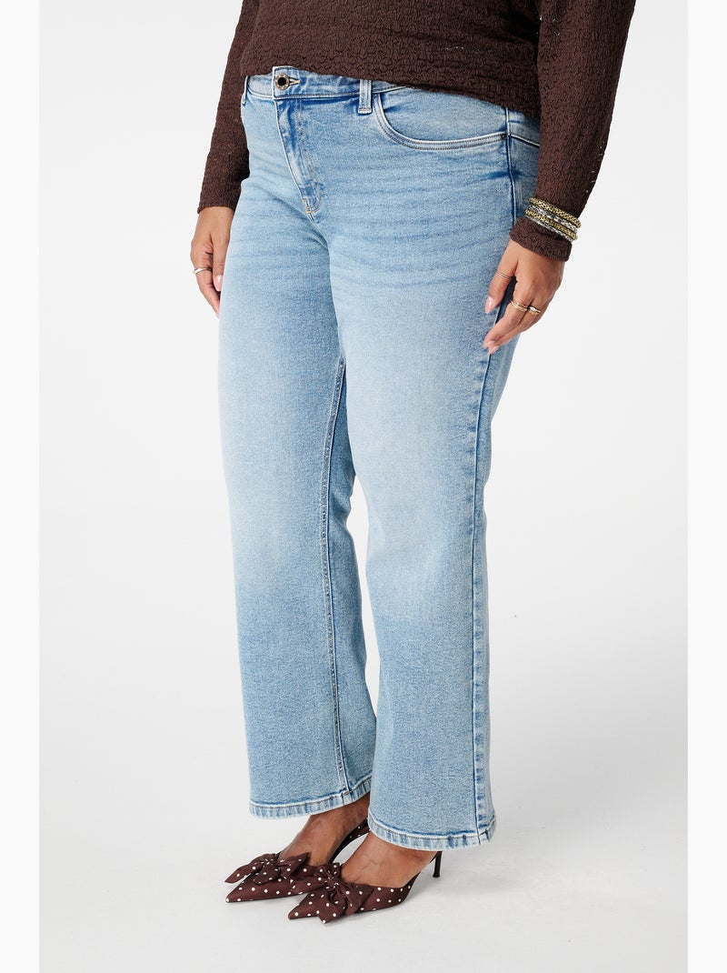 MS MODE Jean Jean straight leg à taille mi-haute Bleu denim - Kiabi