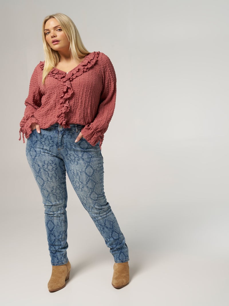 MS MODE Jean Jeans avec imprimé serpent Bleu gris - Kiabi