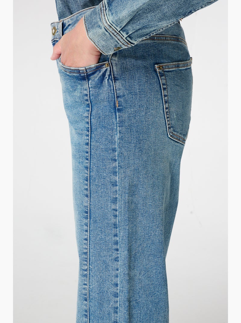 MS MODE Jean Jeans délavés à bords Bleu denim - Kiabi