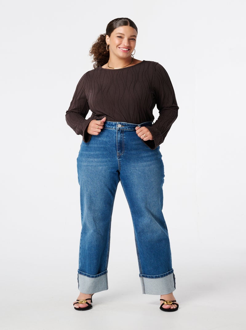 MS MODE Jean Jeans larges à revers Bleu Bleu marine - Kiabi
