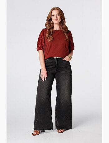 MS MODE Jean Jeans larges à taille haute