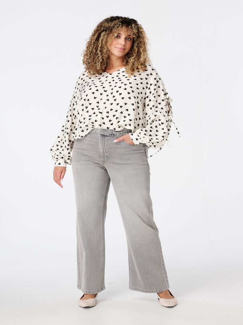 MS MODE Jean Jeans larges avec ceinture Gris foncé - Kiabi