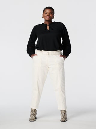 MS MODE Jean Pantalon droit avec ceinture