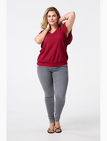 Ms mode jean skinny taille haute cherry