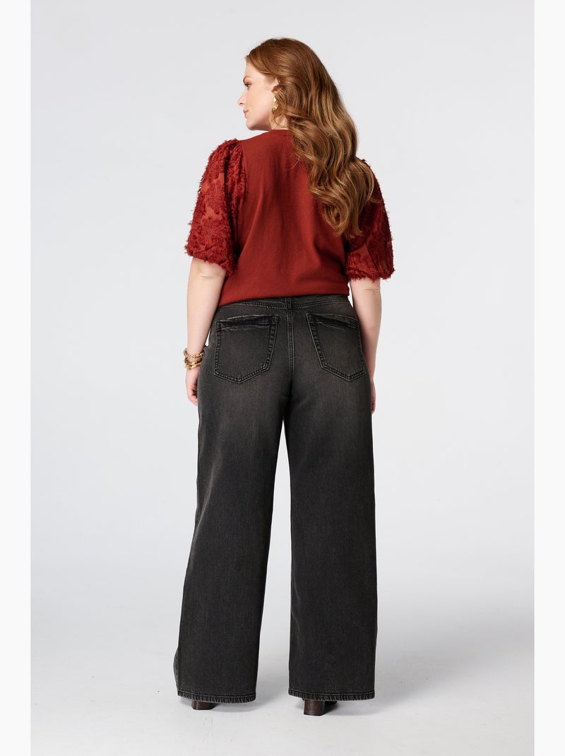 Ms mode jeans larges à taille haute Noir - Kiabi