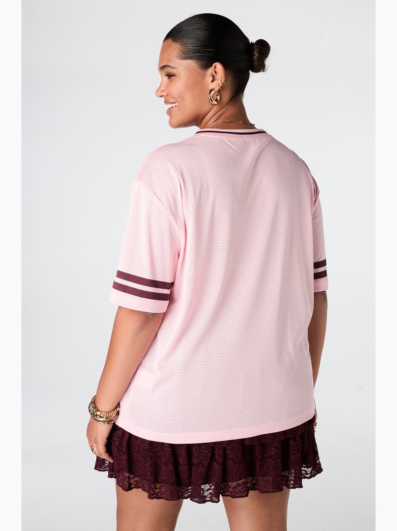 Ms mode jersey oversize à imprimé sportif Rose - Kiabi
