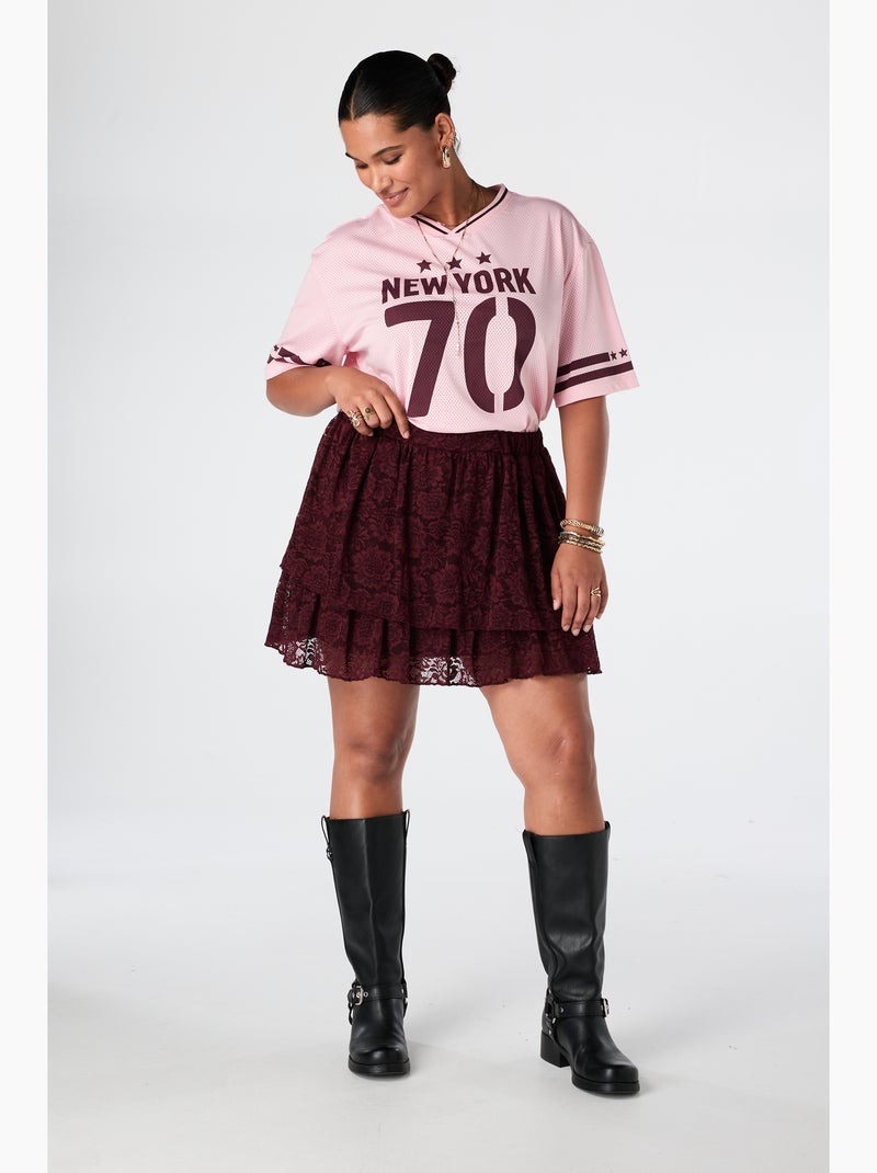 Ms mode jersey oversize à imprimé sportif Rose - Kiabi