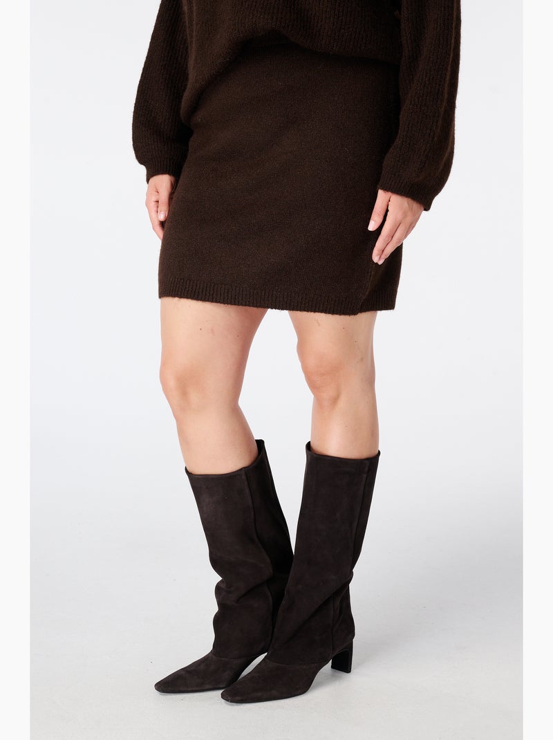 Ms mode jupe courte en maille Marron foncé - Kiabi