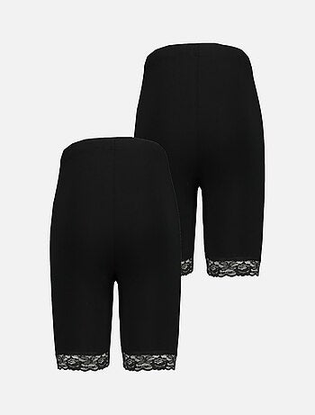 MS MODE Legging Lot de 2 Legging court à dentelle