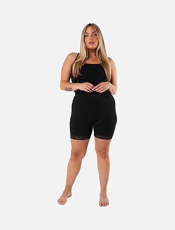 MS MODE Legging Lot de 2 leggings courts avec dentelle